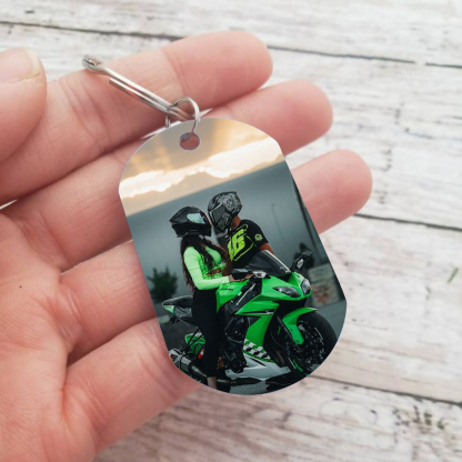 Porte-Clés 2 Prénoms et 1 Photo Personnalisés pour Couple