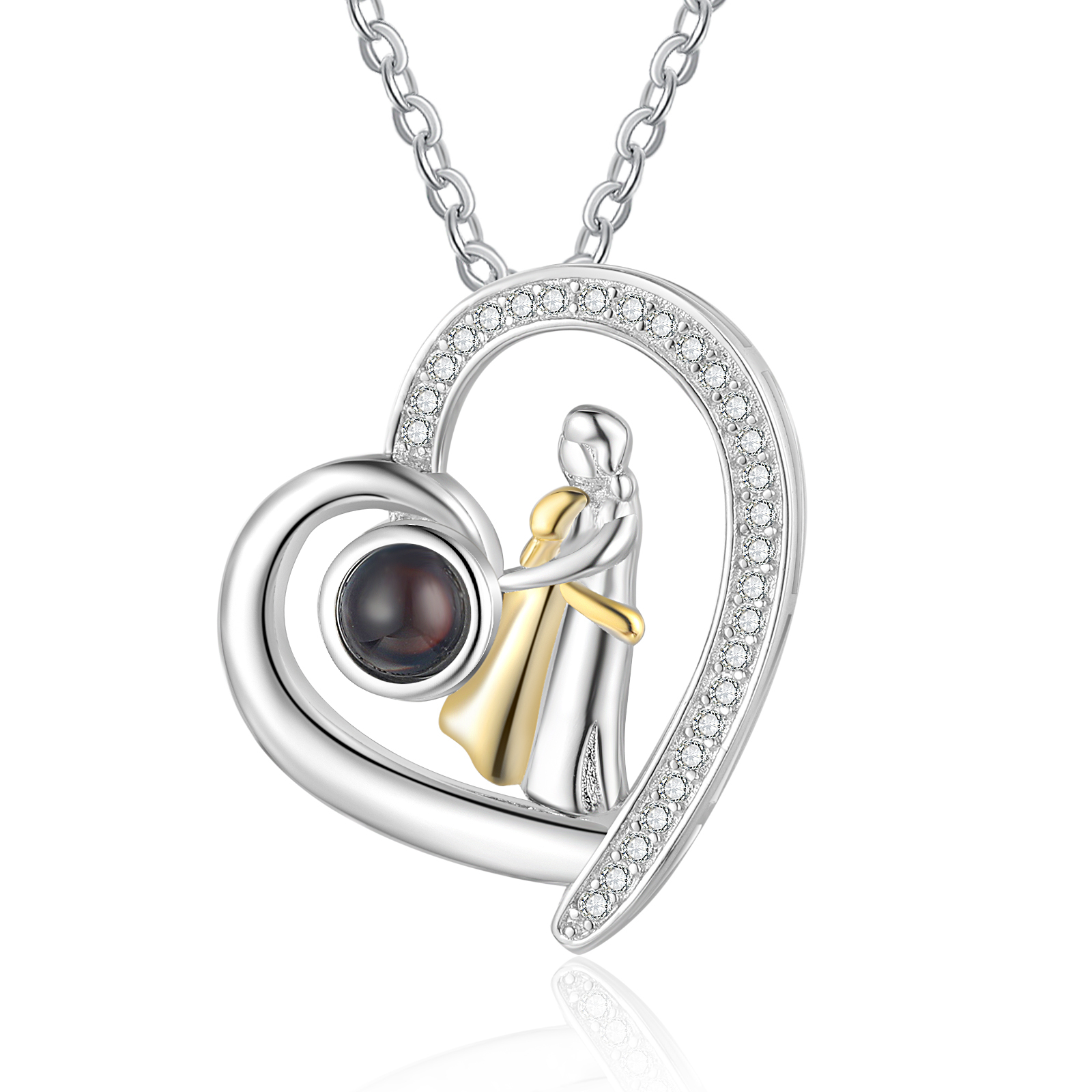 À ma Maman - Collier Maman et Fille Projection de Pierres 1 Photo Personnalisée Collier pour Femmes | Jessemade