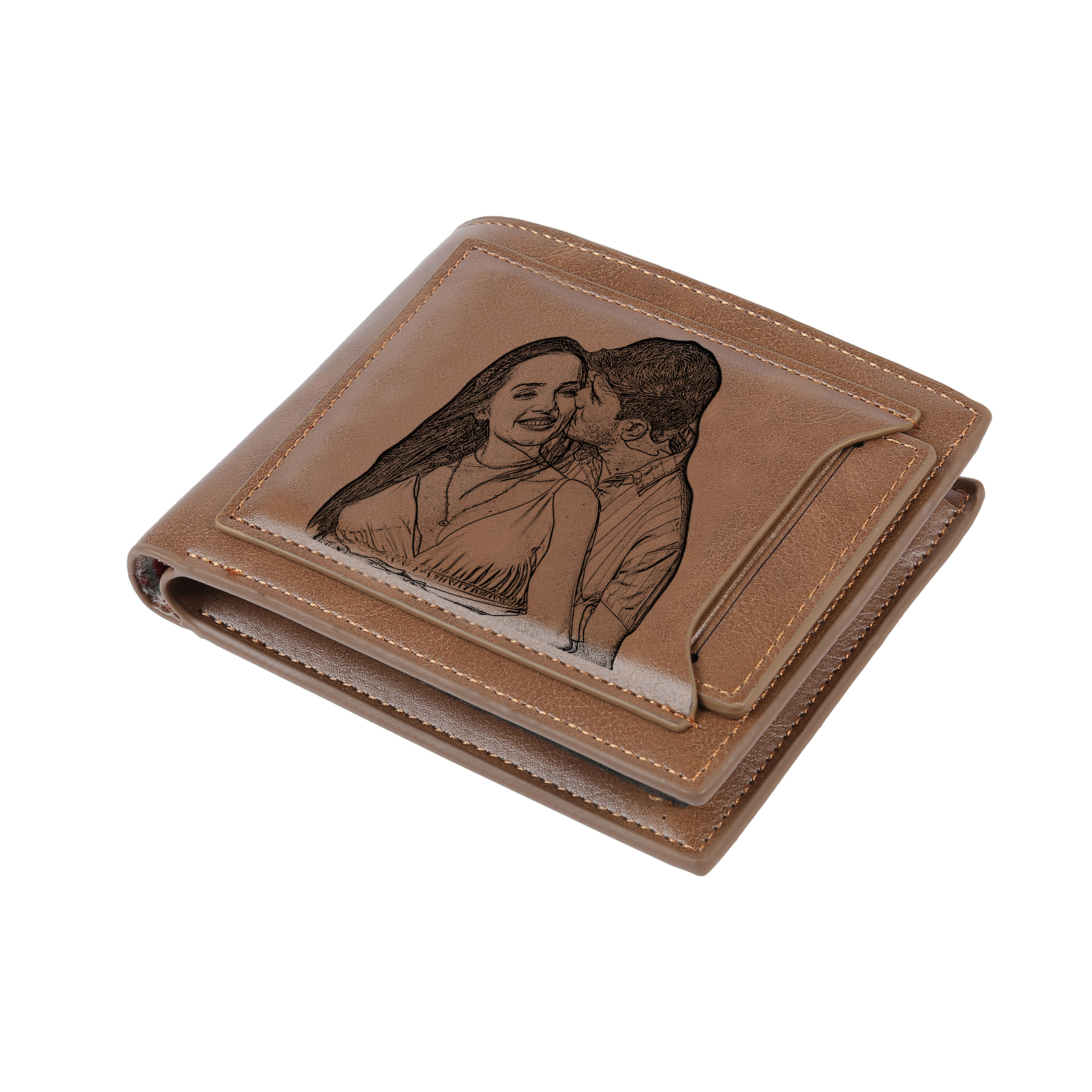 Portefeuille 1 Prénom Personnalisé avec Lettre et Photo et Texte Classique Homme Porte-Monnaie Carte