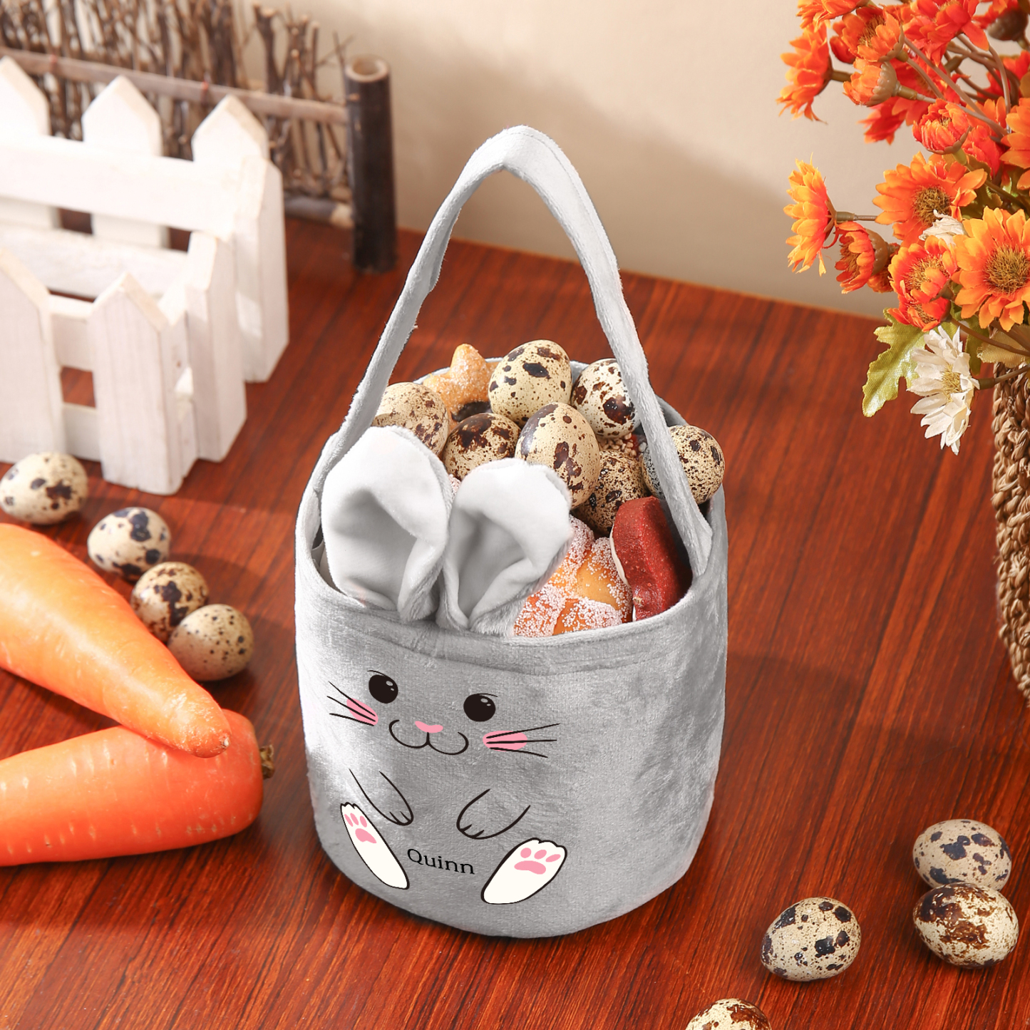 Sac de Pâques Lapin 1 Prénom Personnalisé Tote Bag Enfant