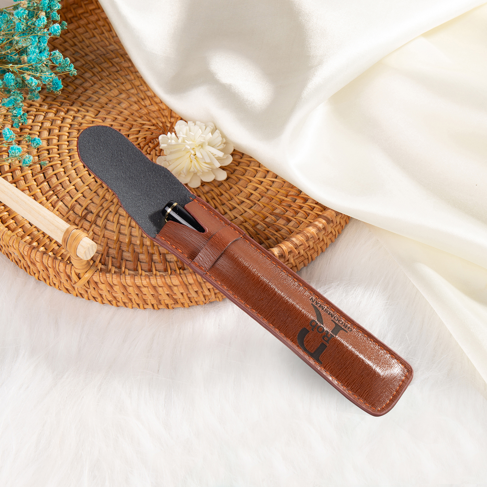 Porte-Stylo en Cuir PU Prénom Personnalisé avec un stylo