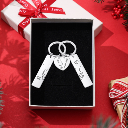 Porte-Clés la main dans la main 2 Lettres Personnalisées avec Date | Jessemade