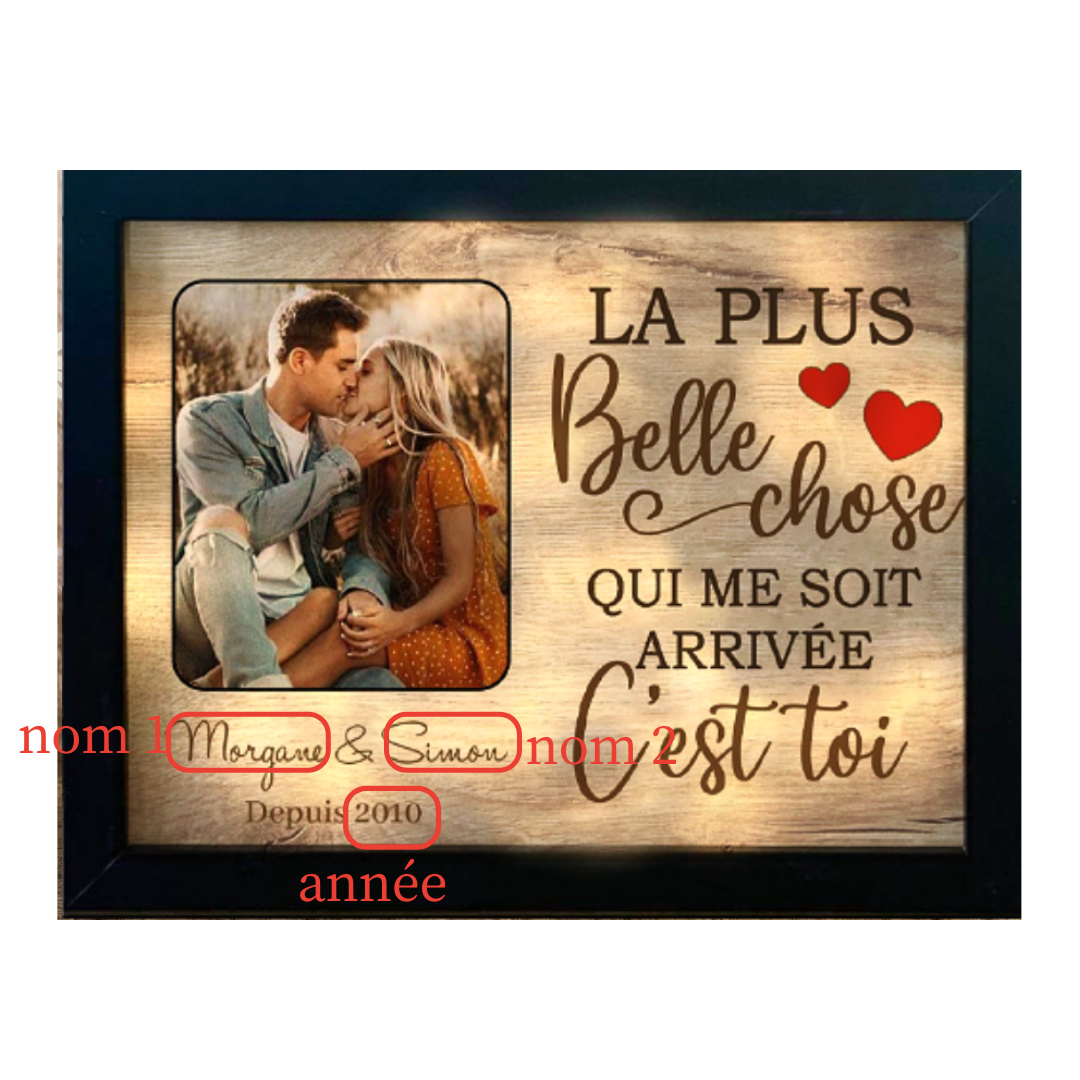 Cadre En Bois Avec LED Cadeau Saint-Valentin