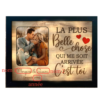 Cadre En Bois Avec LED Cadeau Saint-Valentin