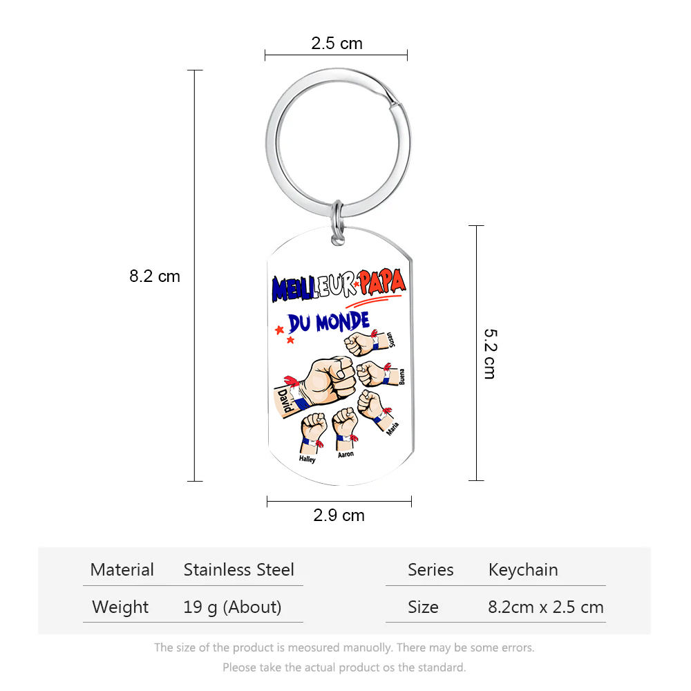 À mon Papa - Porte-Clés Poings 6 Prénoms Personnalisés