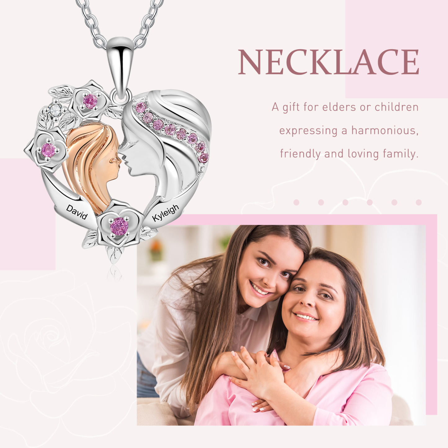 À ma Maman - Collier Mère et Fille Cœur 2 Prénoms Personnalisés | Jessemade