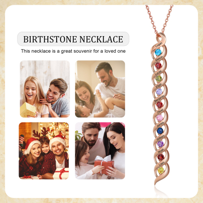 Collier Femme 10 Prénoms Personnalisés avec 10 Pierres de naissance
