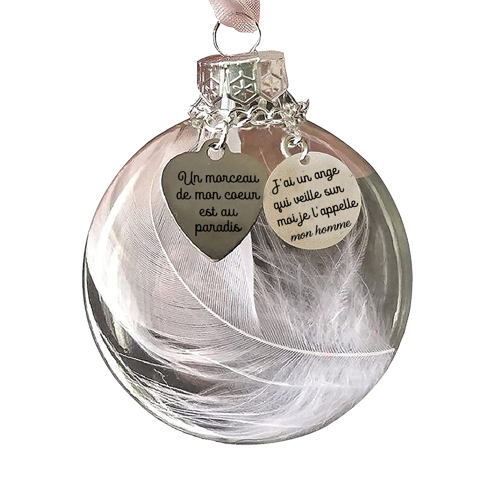 À mon Homme - Boule transparente de plumes Ornements boule de noël | Jessemade