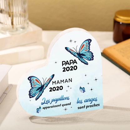 Plaque Acrylique Commémorative en Forme de Coeur Plaque Funéraire 2 Prénoms Personnalisés avec 2 Années | Jessemade