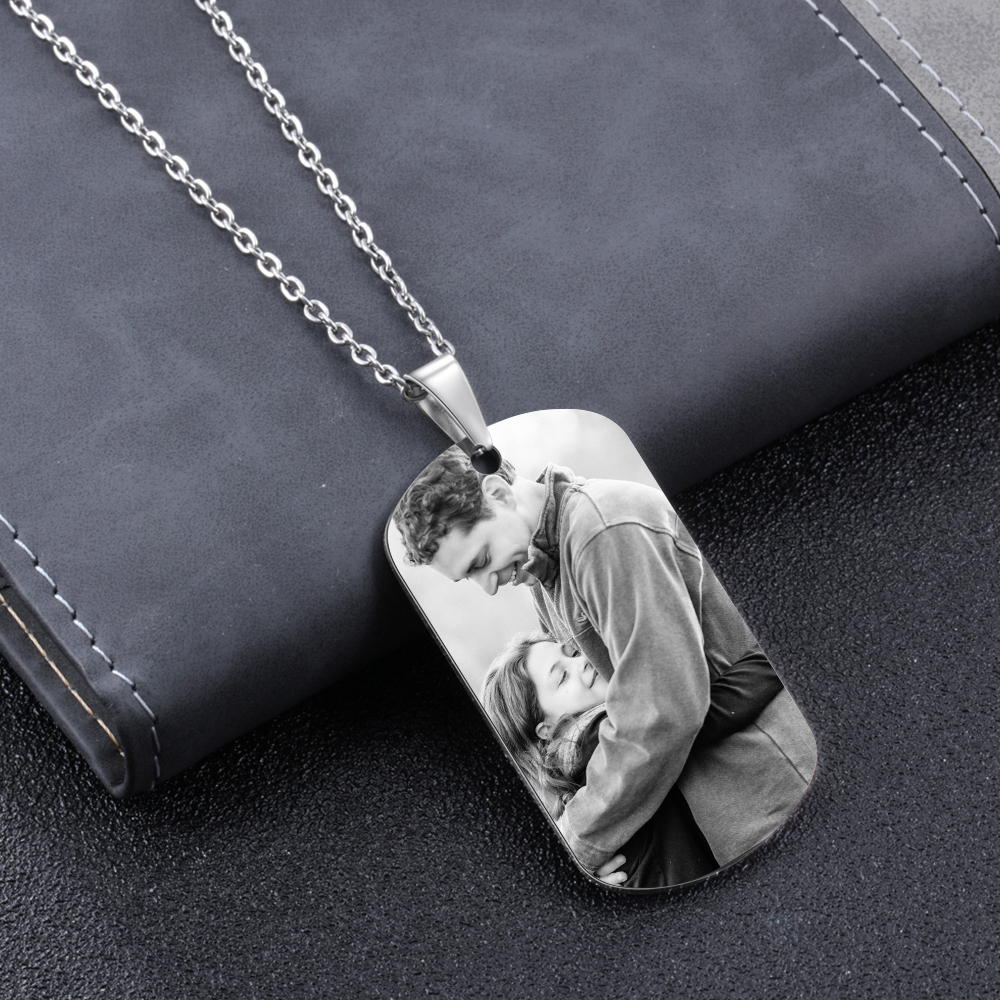 À mon Papa - Collier Poings 5 Prénoms Personnalisés avec 1 Photo Collier Homme