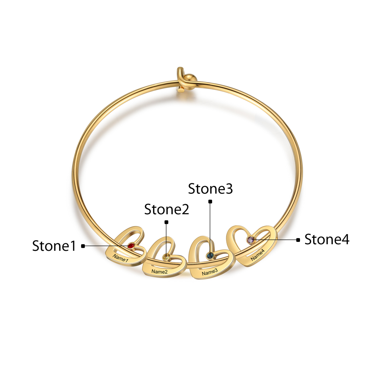 2PCS Coffret Cadeau À Maman - Collier Pendentif Arbre de vie Arbre et Bracelet Pierre Personnalisé avec 4 Prénoms et Pierres de Naissance | Jessemade