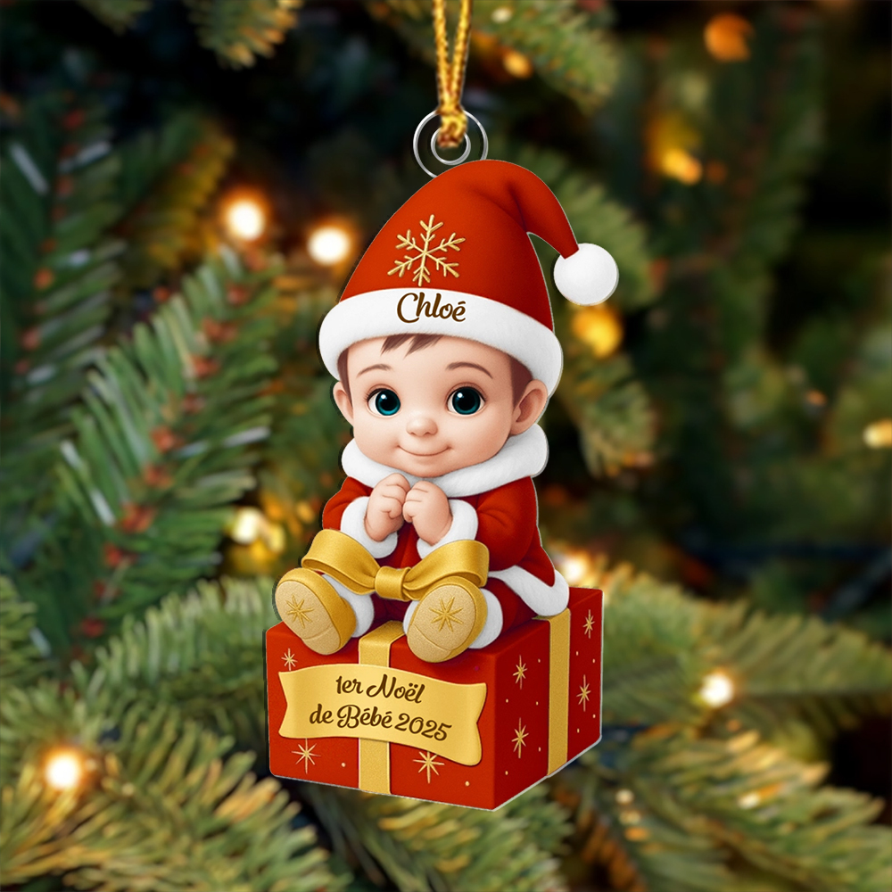 Décoration de Noël personnalisée pour bébé avec prénom et année, premier Noël de bébé, cadeau de naissance et de baptême pour parents et grands-parents | Kettenmachen