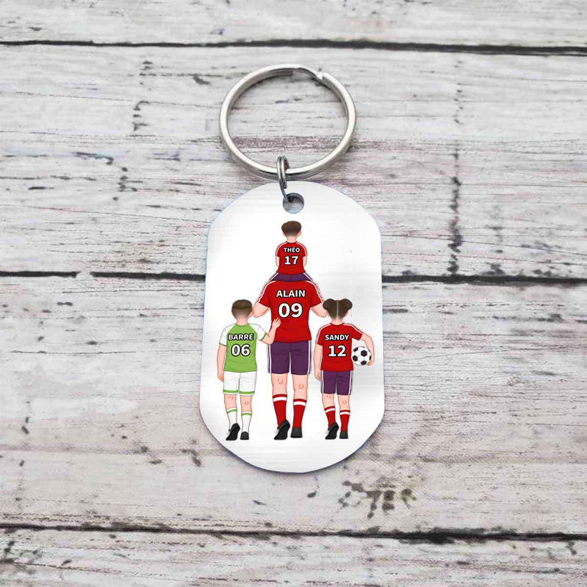 À mon Papa - Porte-Clés Famille du Football 2-4 Prénoms Personnalisés pour Famille | Jessemade