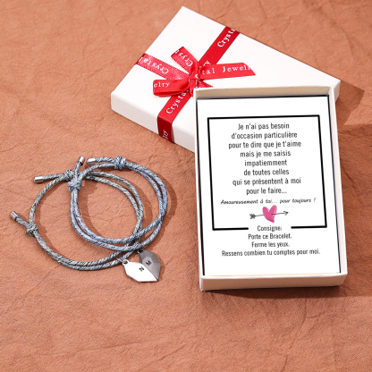 Jessemade FR 2PCS Bracelets Cœur Magnétique 2 Lettres Personnalisées pour Couple