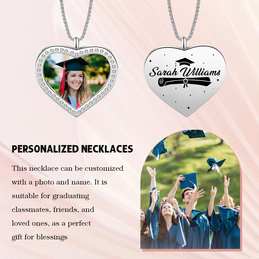 Collier Diplômé Prénom et Photo Personnalisés Cadeau de Graduation