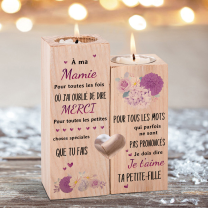 À Ma Mamie - Bougeoir en Bois sans bougie cadeau de Petite-Fille pour Mamie