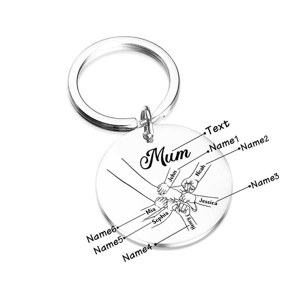 À ma Maman - 1-6 Noms Porte-Clés Rond en Inox Personnalisés pour Famille