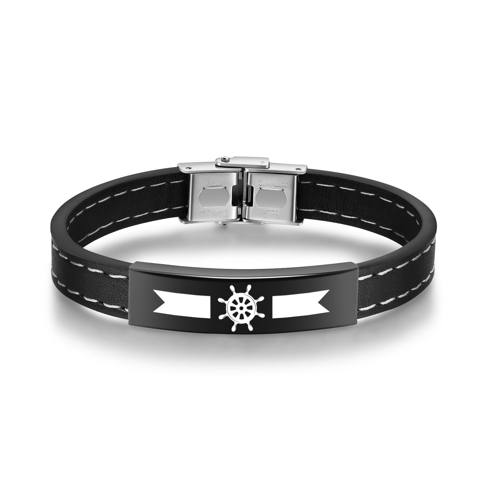 Bracelet Cuir 1 Prénom et Date Personnalisés pour Homme