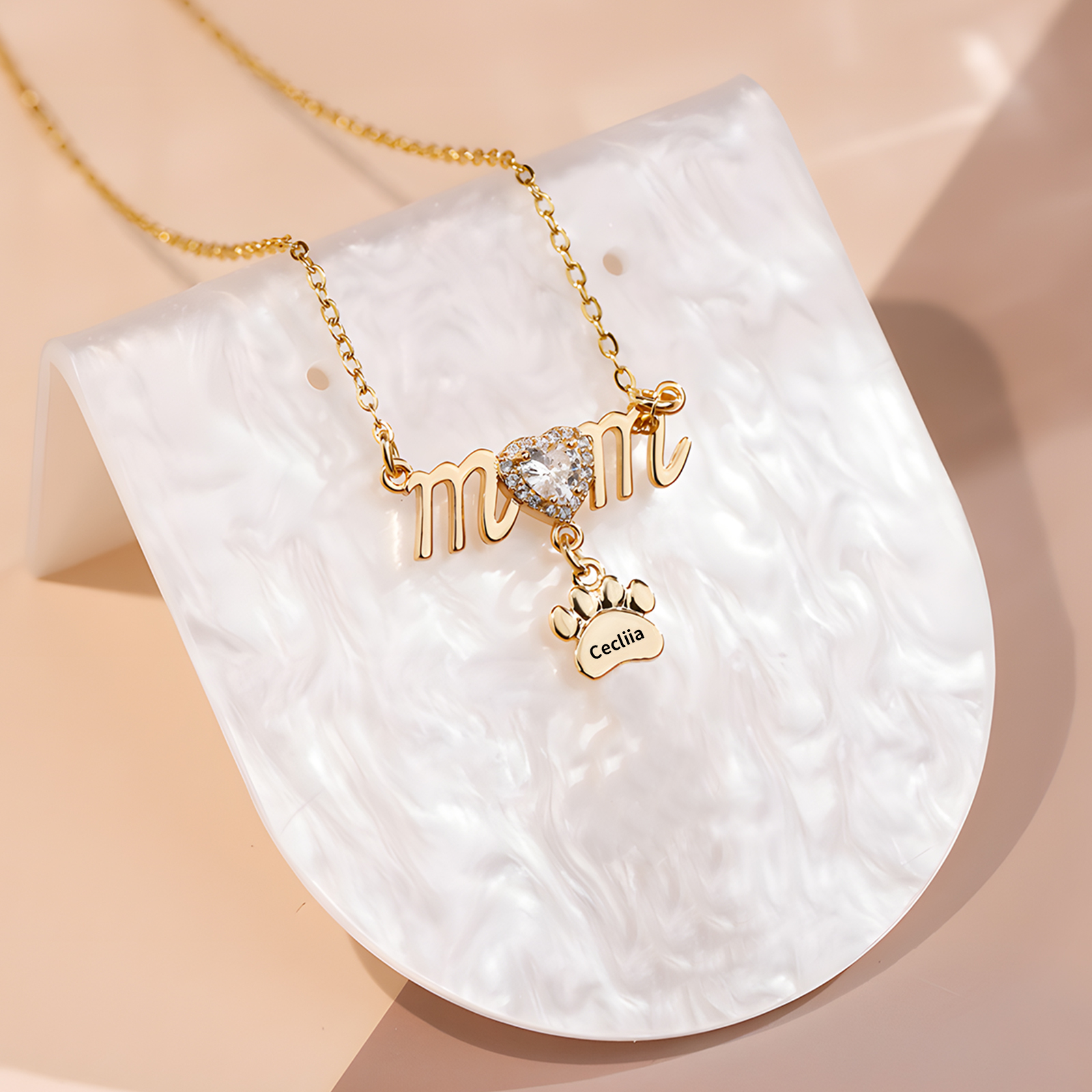 Collier Pendentif Petite Patte 1 Prénom Personnalisé Collier pour Maman