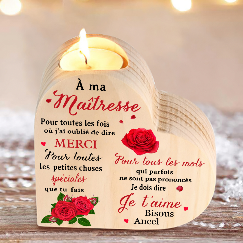 À Ma Maîtresse-Bougeoir en Bois Prénom Personnalisé sans Bougie
