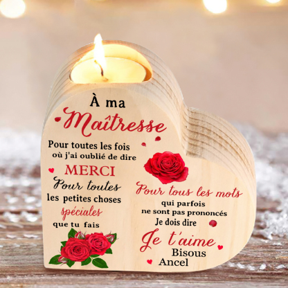 À Ma Maîtresse-Bougeoir en Bois Prénom Personnalisé sans Bougie