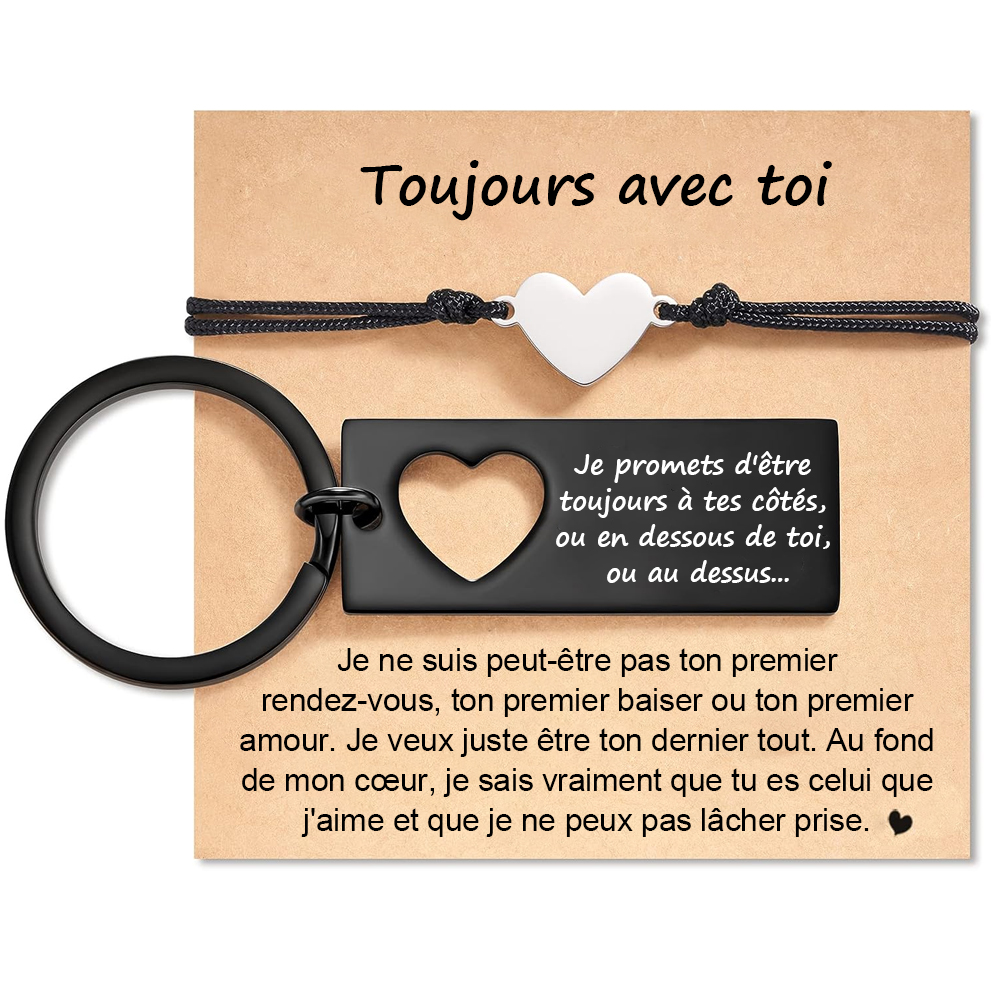À Mon Homme - 2PCS Ensemble de Porte-clés et Bracelet Cœur-Jessemade FR