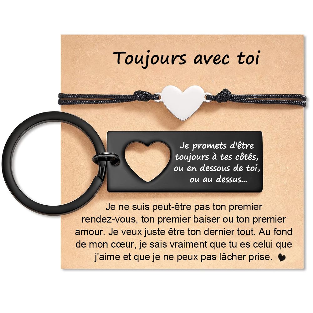 À Mon Homme - 2PCS Ensemble de Porte-clés et Bracelet Cœur-Jessemade FR
