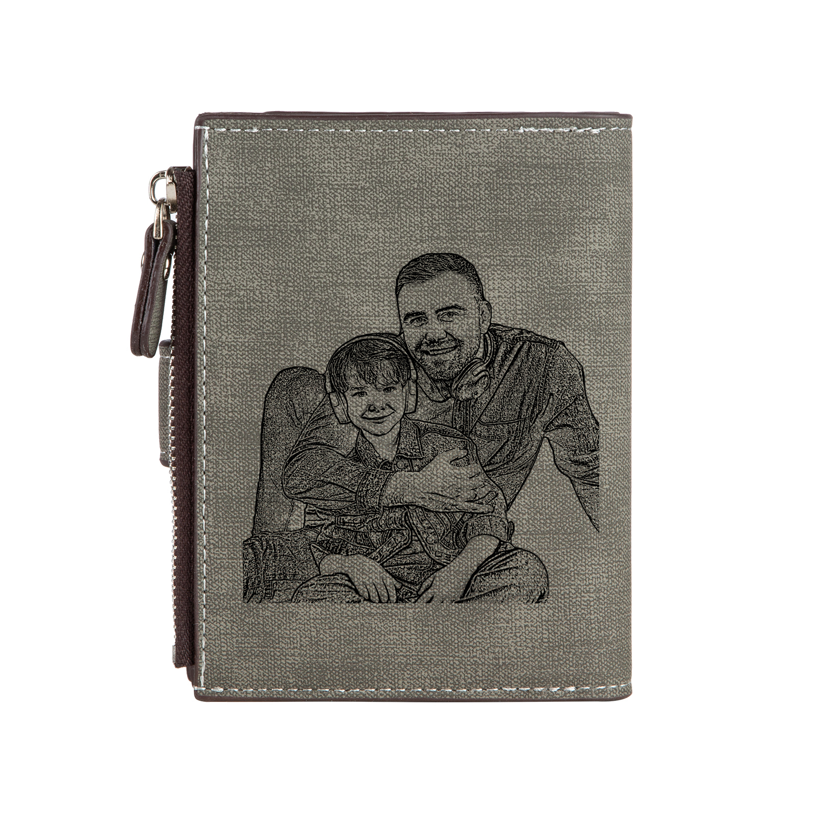 Portefeuille 1 Prénom Personnalisé avec Lettre et Photo Classique Homme Porte-Monnaie Carte | Jessemade