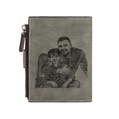 Portefeuille 1 Prénom Personnalisé avec Lettre et Photo Classique Homme Porte-Monnaie Carte | Jessemade