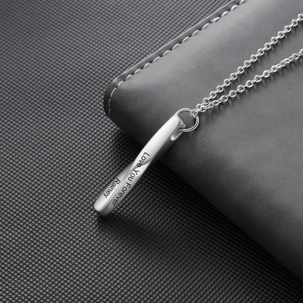 Collier Barre Tortu Verticale 4 Prénoms Gravés Collier Homme