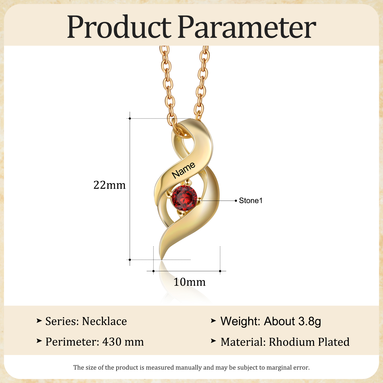 Collier Femme 1 Prénom Personnalisé avec 1 Pierre de naissance