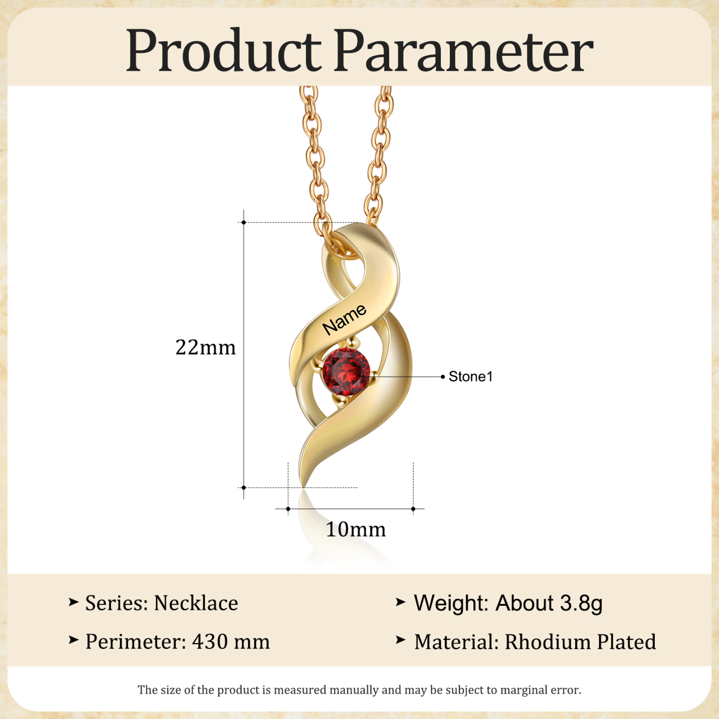 Collier Femme 1 Prénom Personnalisé avec 1 Pierre de naissance