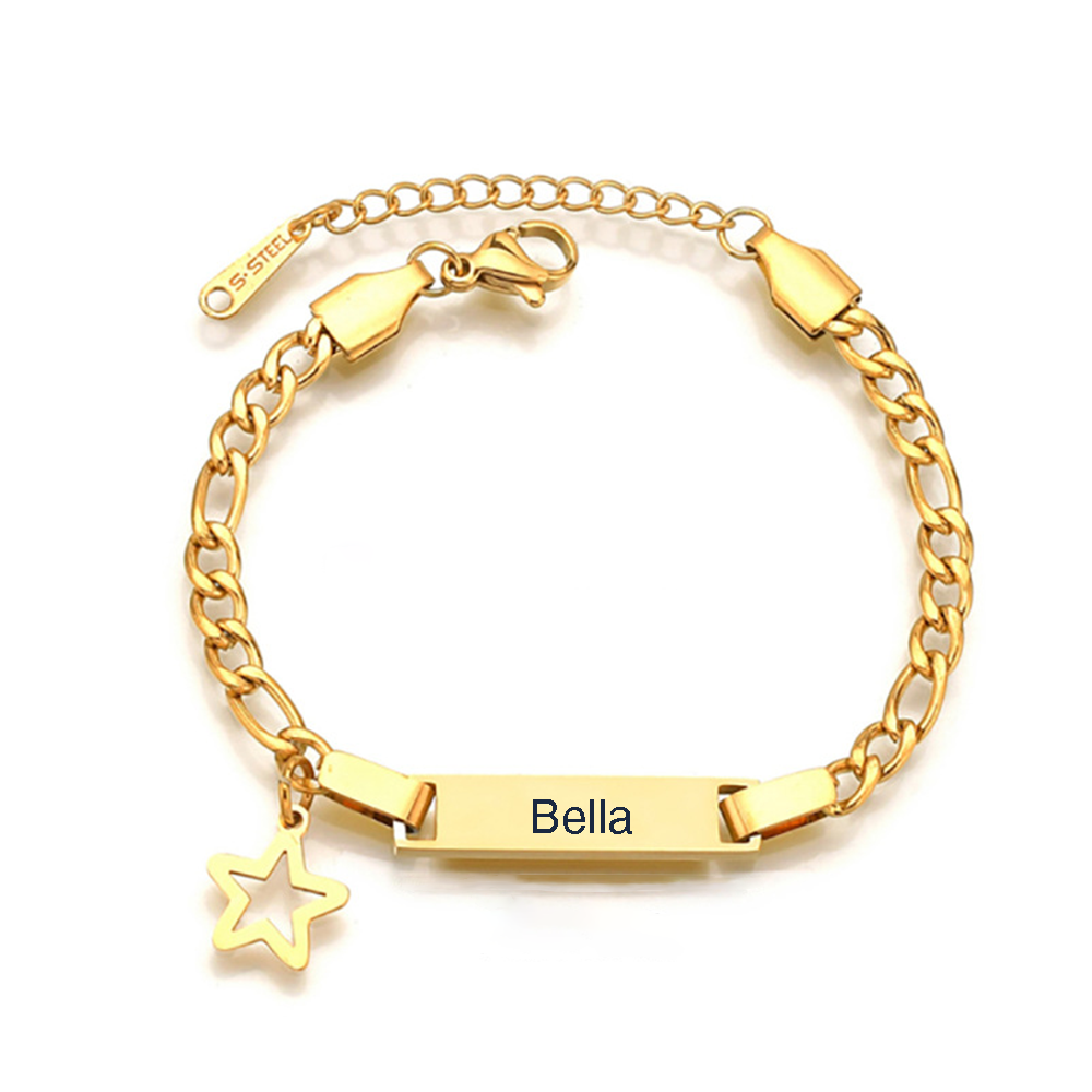 Bracelet / Cheville Gourmette Acier inoxydable Bébé Gravable 1 Prénom Personnalisé