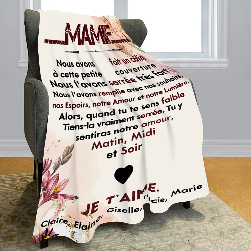 À ma Mamie - Couverture Plaids Polaire 1 Texte Personnalisé