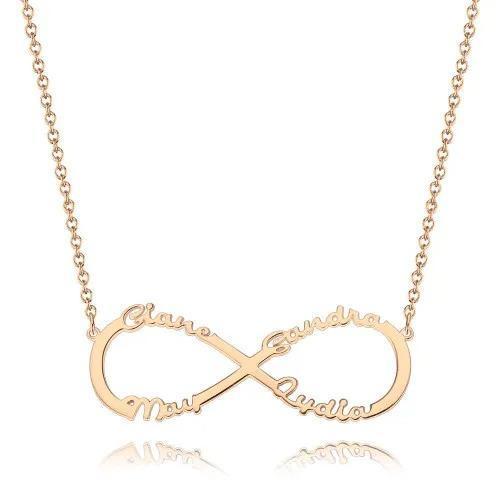 Collier 4 Prénom Infini en Argent 925 Quatre Prénoms