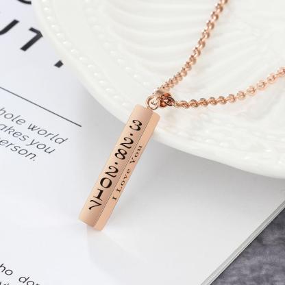 Collier de barre verticale Collier Personnalisé à 4 Côtés pour Homme｜Jessemade