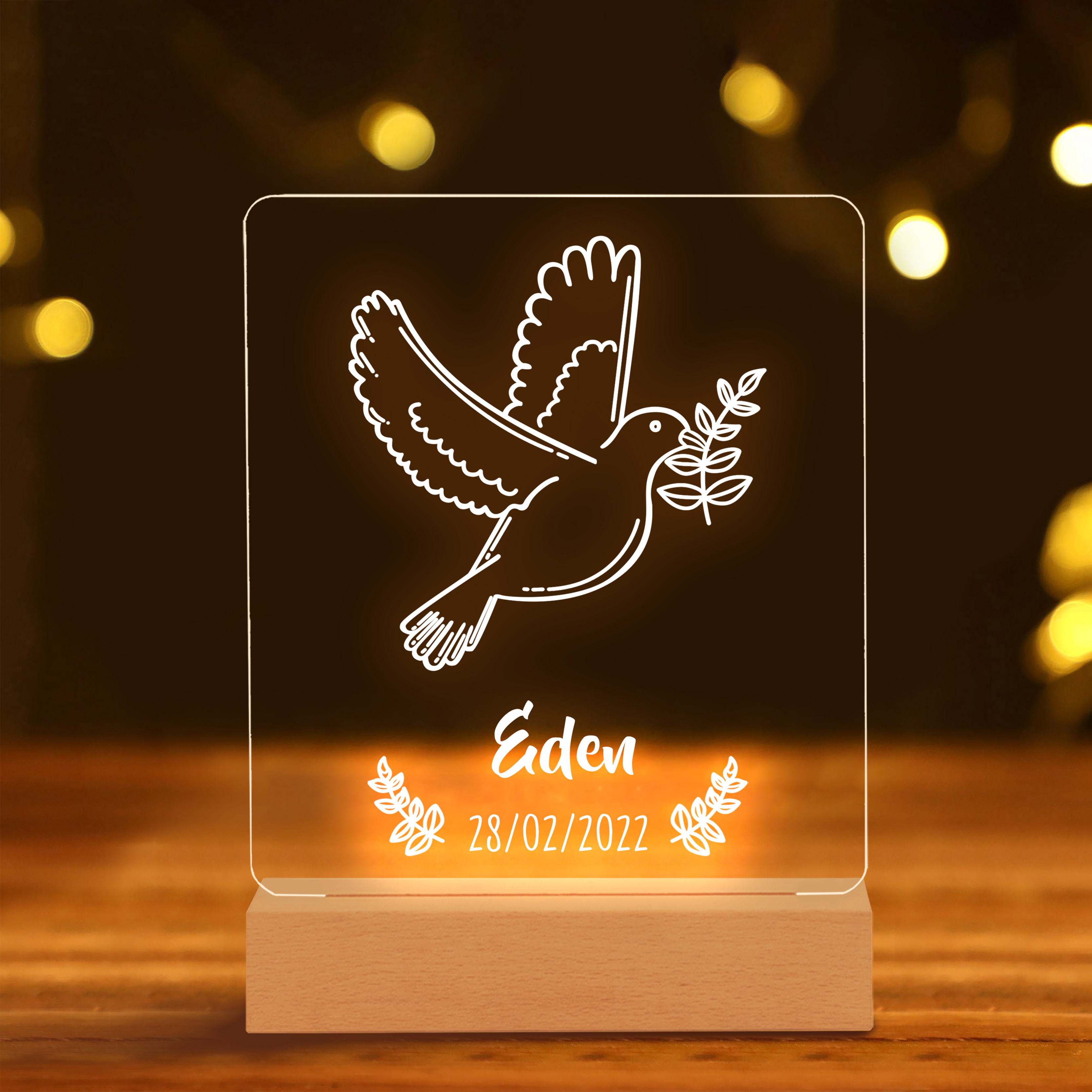 Veilleuse Enfant Lampe Led Murale En Bois Gravé Prénom Personnalisé