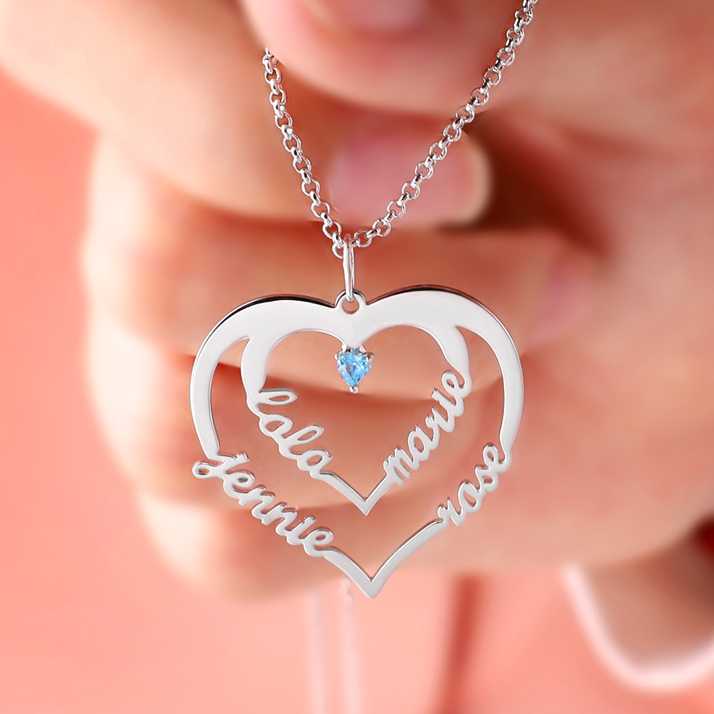 Collier Prénom Personnalis 4 Prénoms 1 pierre de naissance