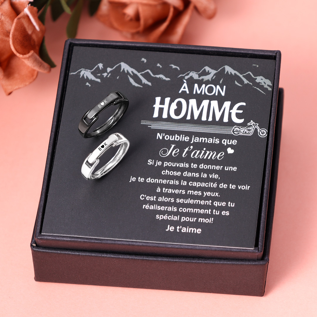 Jessemade FR Bague Réglable couple 2PCS 2 textes Personnalisé Alliance
