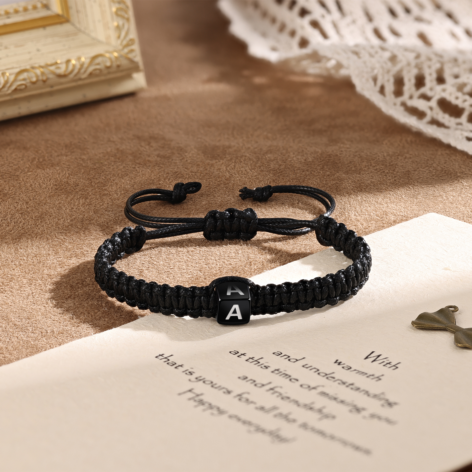 Bracelet en Cuir Dés 26 Lettres Personnalisées Bracelet Initiale｜Jessemade