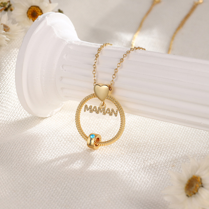 À ma Maman - Collier Pendentif 1 Prénom Personnalisé avec Pierre de naissance