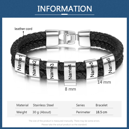 1-8 Noms Bracelet Cuir tressé Personnalisé Bracelet Homme