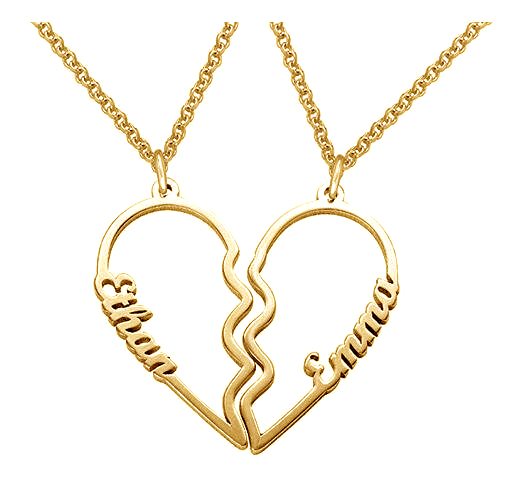 Collier breloque Coeur 2 Prénoms personnalisée pour Couple pour Couple