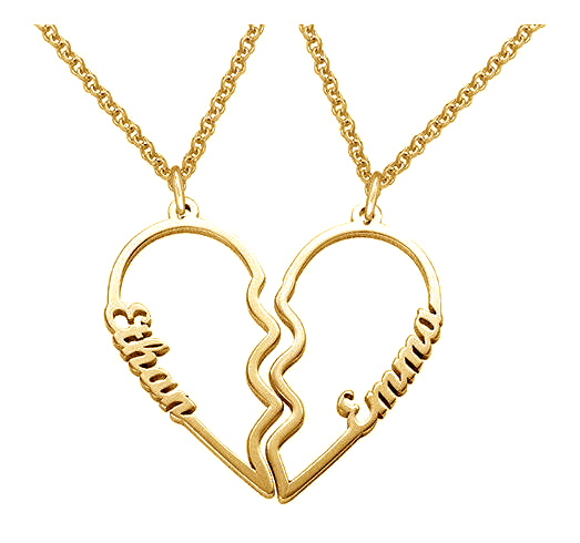 Collier breloque Coeur 2 Prénoms personnalisée pour Couple pour Couple