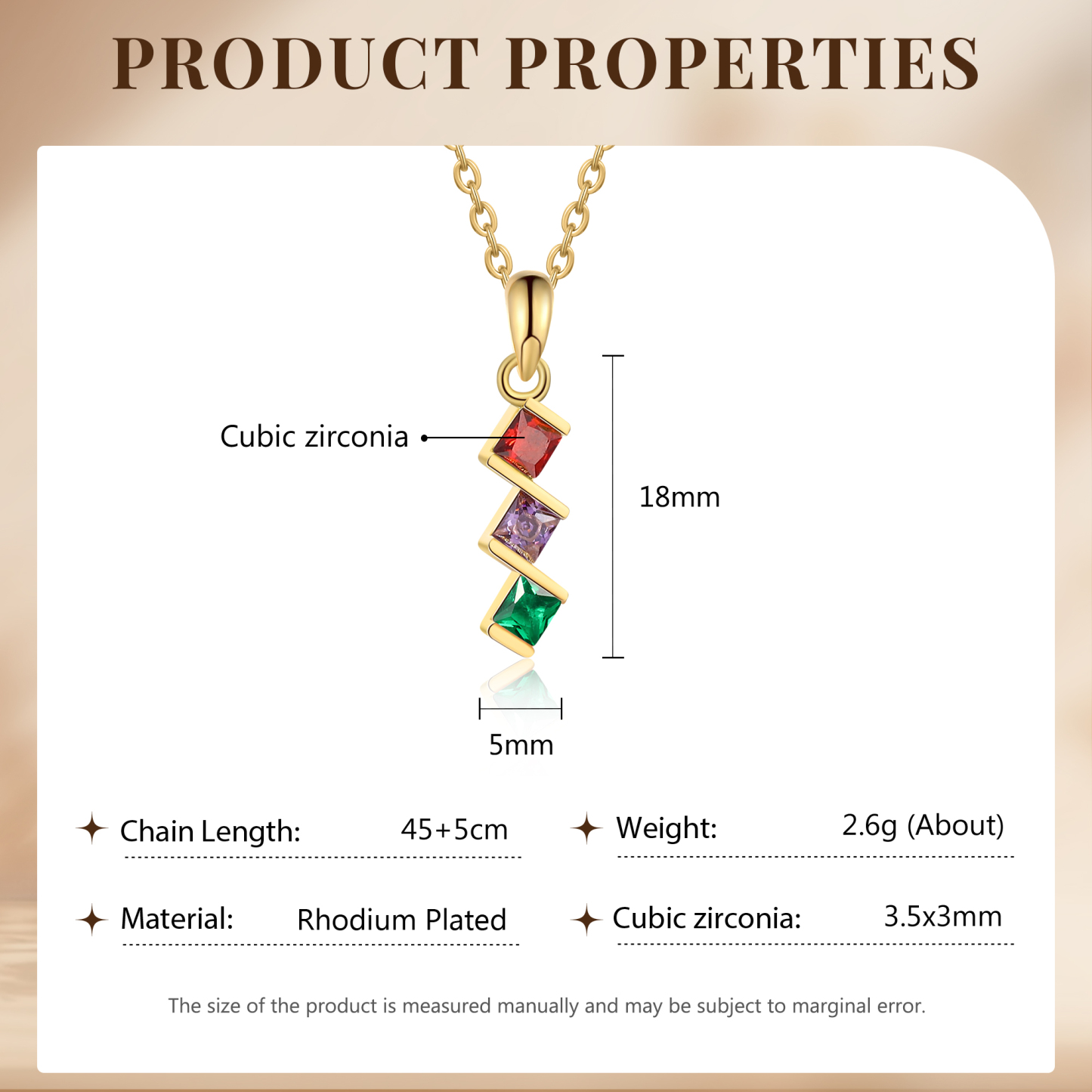Collier Femmes 3 Pierres de Naissance Personnalisés