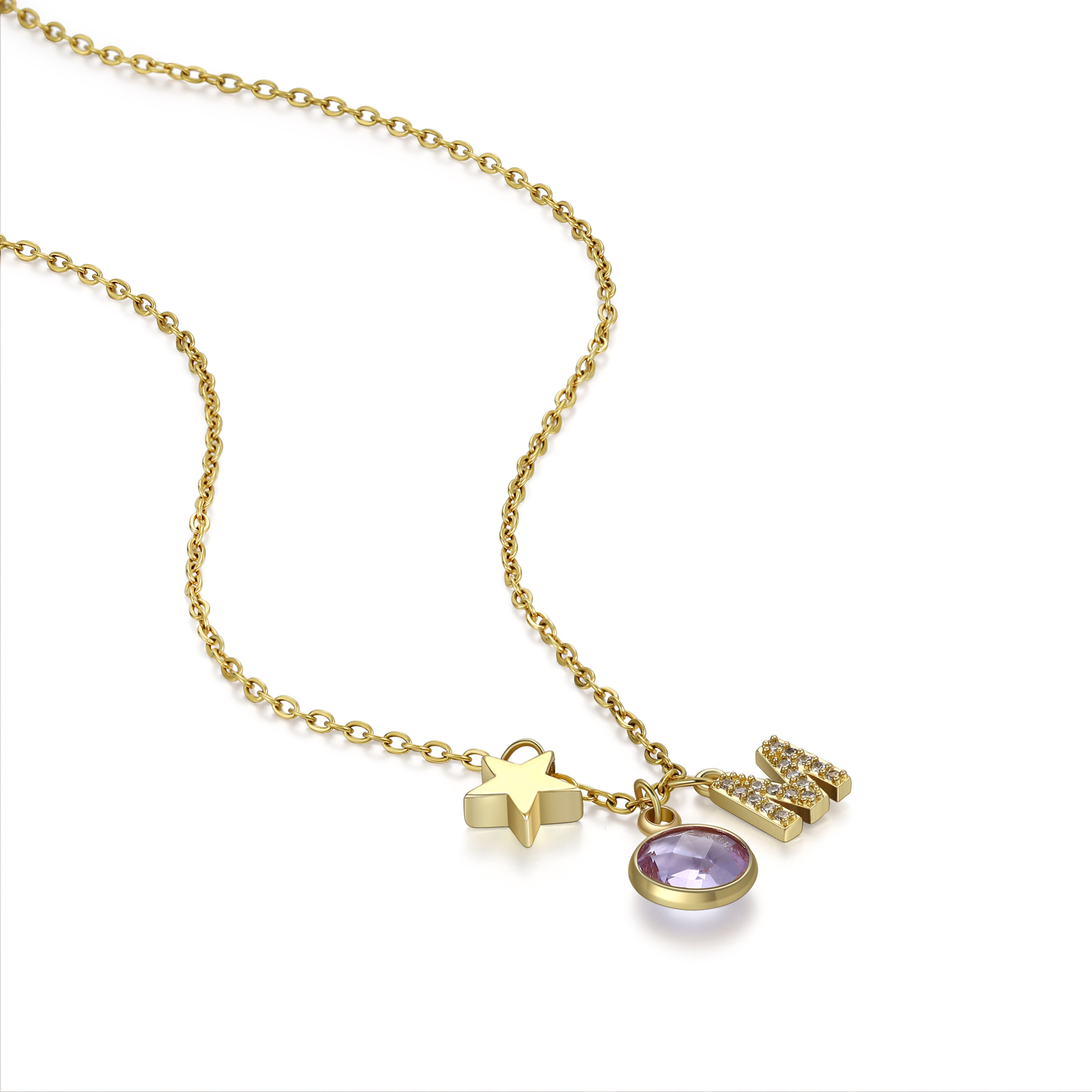 Collier Enfants Bébé 1 Pierre de Naissance et 1 Lettre pour Fille Filleule