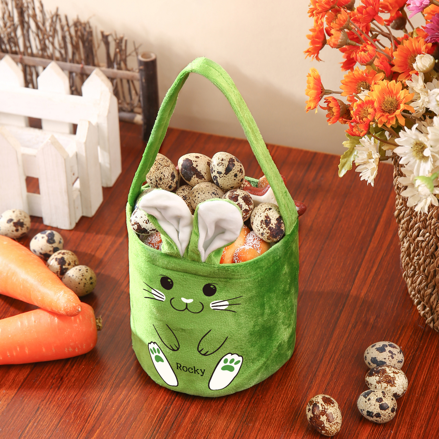 Sac de Pâques Lapin 1 Prénom Personnalisé Tote Bag Enfant