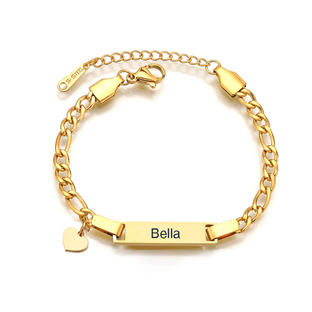 Bracelet / Cheville Gourmette Acier inoxydable Bébé Gravable 1 Prénom Personnalisé