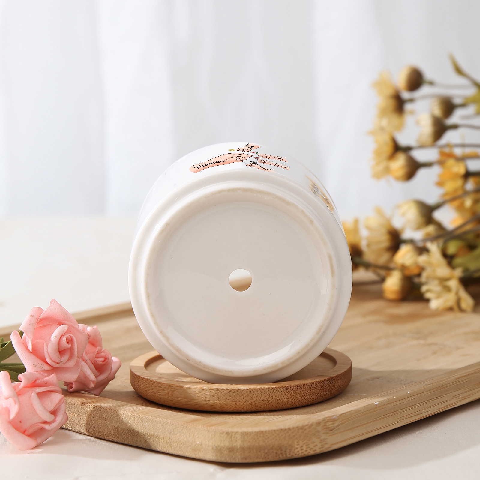 Vase/Pot de Fleurs mains et enfants 5 Prénoms Personnalisés Décoration de la Maison (sans plantes)