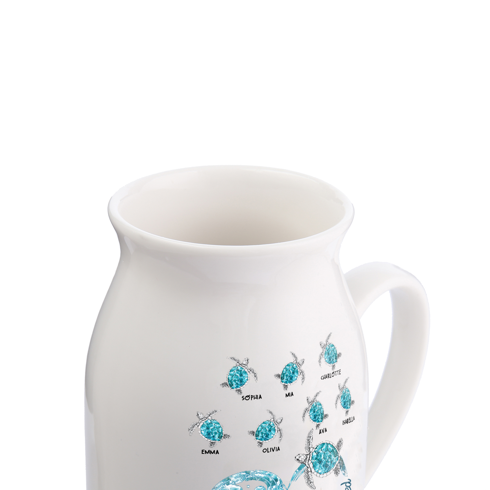 Vase à Fleurs Tortue de Mer 7 Prénoms Personnalisés avec 1 Texte Décoration de la Maison